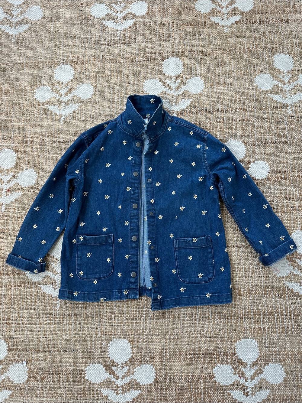 Hanna Andersson Dark Blue Denim Shirt/Jacket with Daisy Print